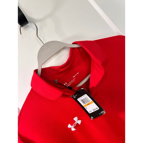 NWT Under Armour Men's Short Sleeve Loose Fit Polo Performance Golf Red Size SM - Picture 3 of 10